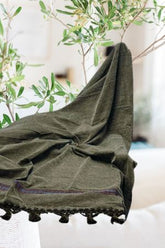 Men Velvet Shawl Olive Green