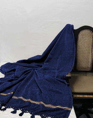 Men Velvet Shawl Navy Blue