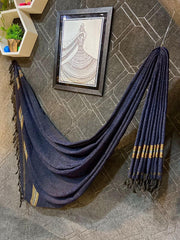 Men Velvet Shawl Navy Blue