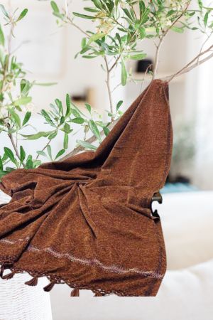 Men Velvet Shawl Rust