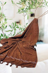 Men Velvet Shawl Rust