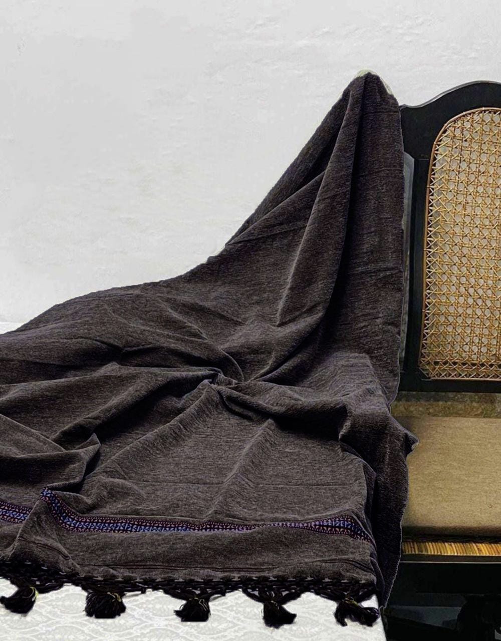 Men Velvet Shawl Dark Gray